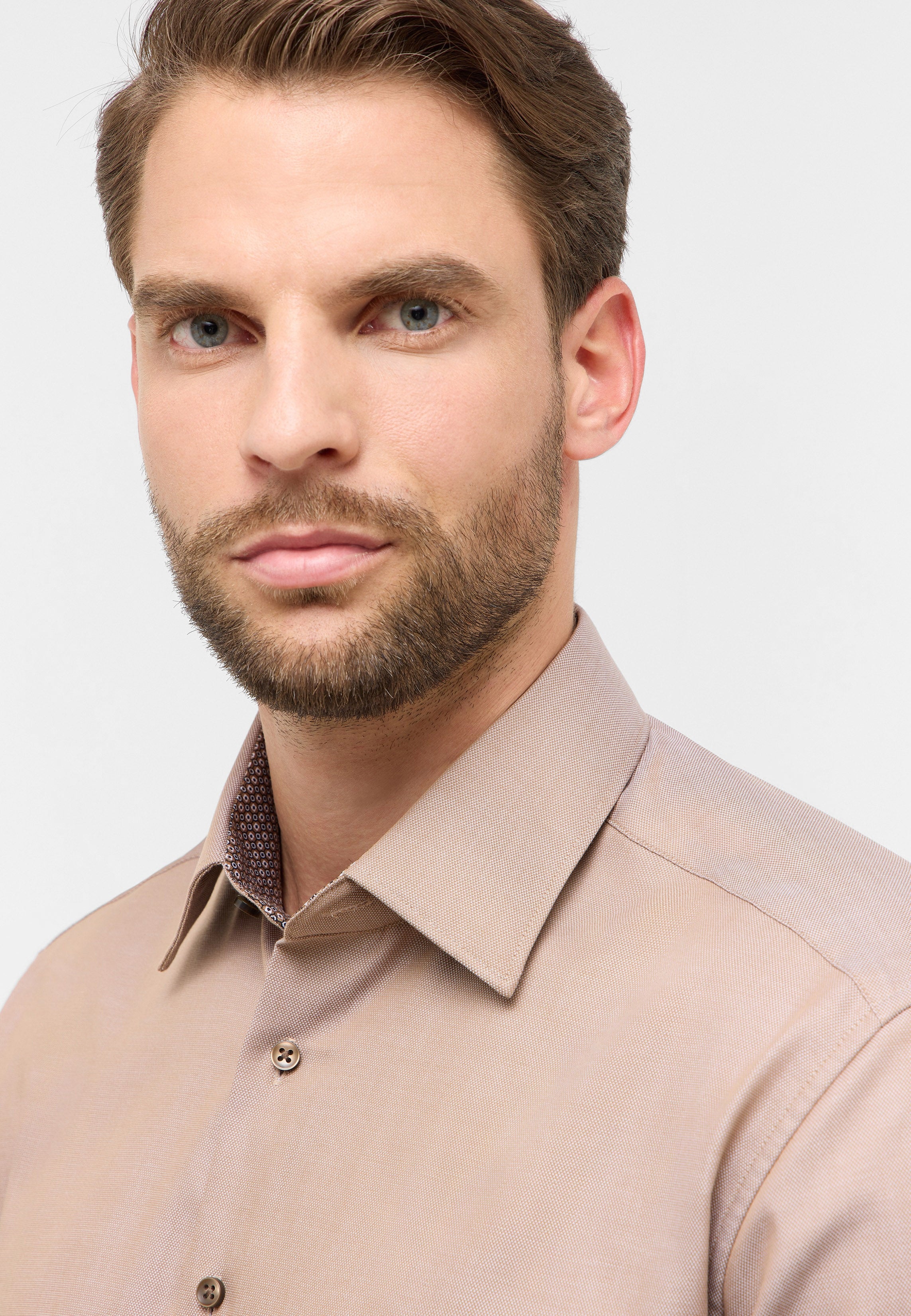 ETERNA COMFORT FIT Langarm Hemd - Linen Sand Glow - 1007-23-E141 von Eterna
