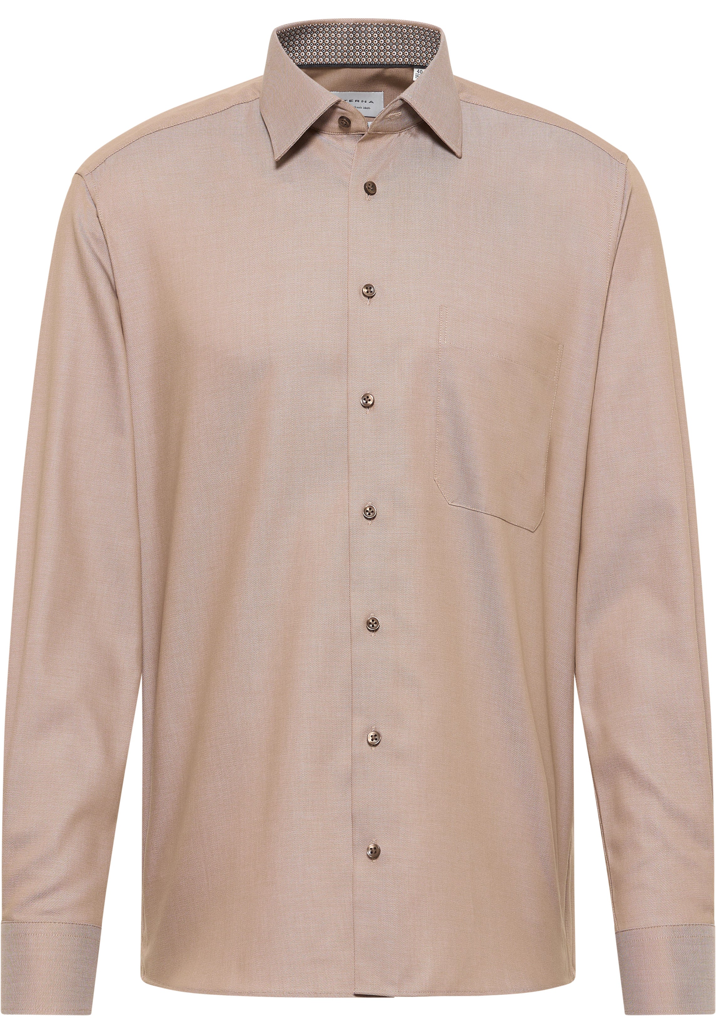 ETERNA COMFORT FIT Langarm Hemd - Linen Sand Glow - 1007-23-E141