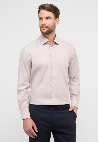 ETERNA Comfort Fit Langarm Hemd - Linen Sand & Midnight Contrast - 1246-23-E15K