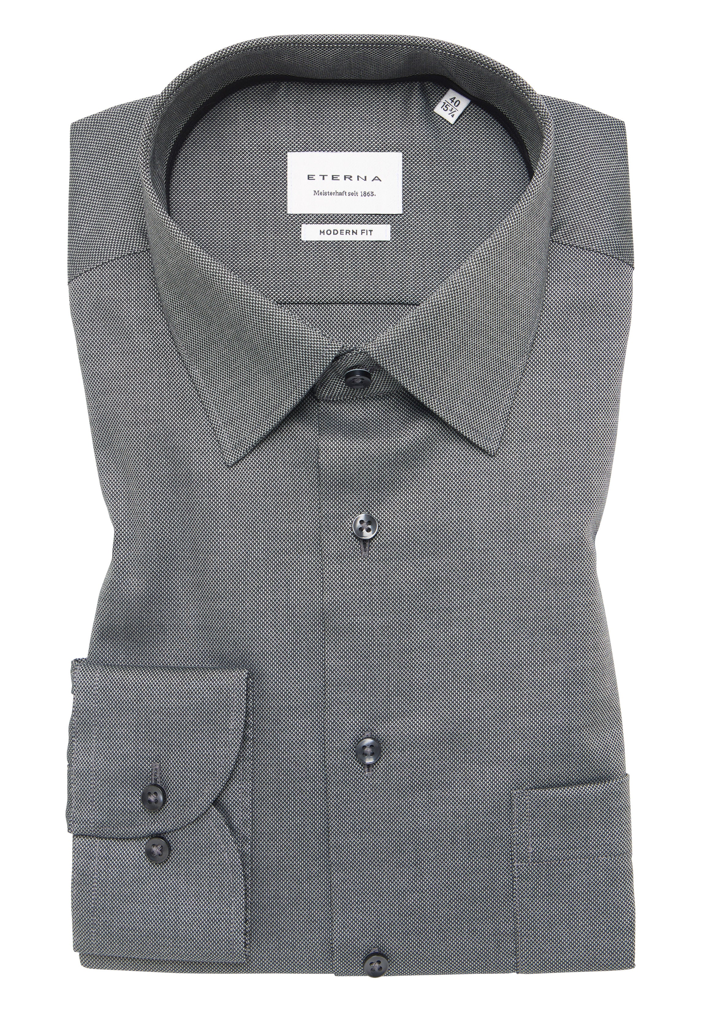 ETERNA MODERN FIT Langarm Hemd - Stone Mist Grey - 8464-39-X181