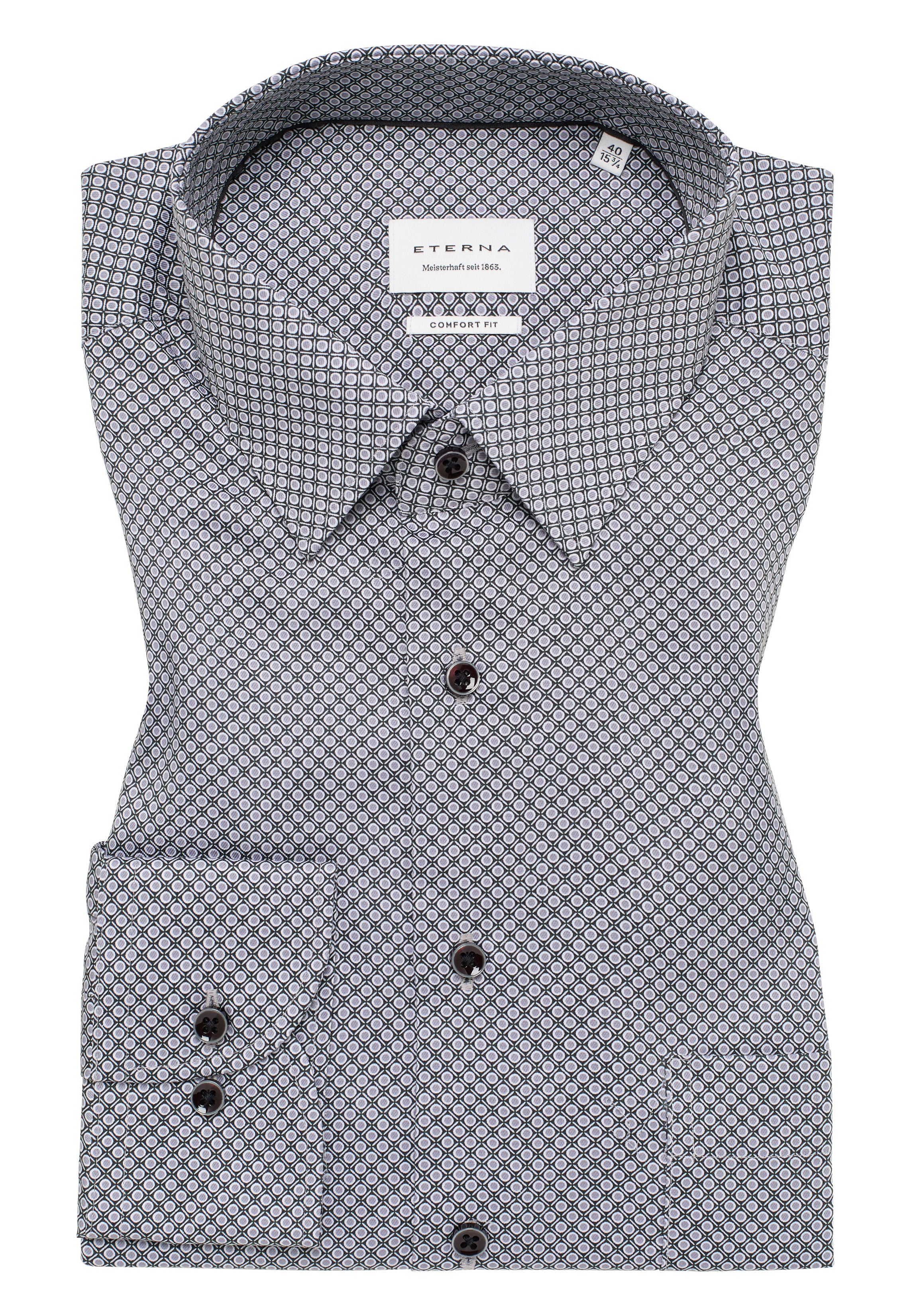 ETERNA COMFORT FIT Langarm Hemd - Pearl Slate Dots - 4220-35-E181 von Eterna