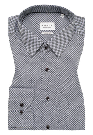 ETERNA COMFORT FIT Langarm Hemd - Pearl Slate Dots - 4220-35-E181