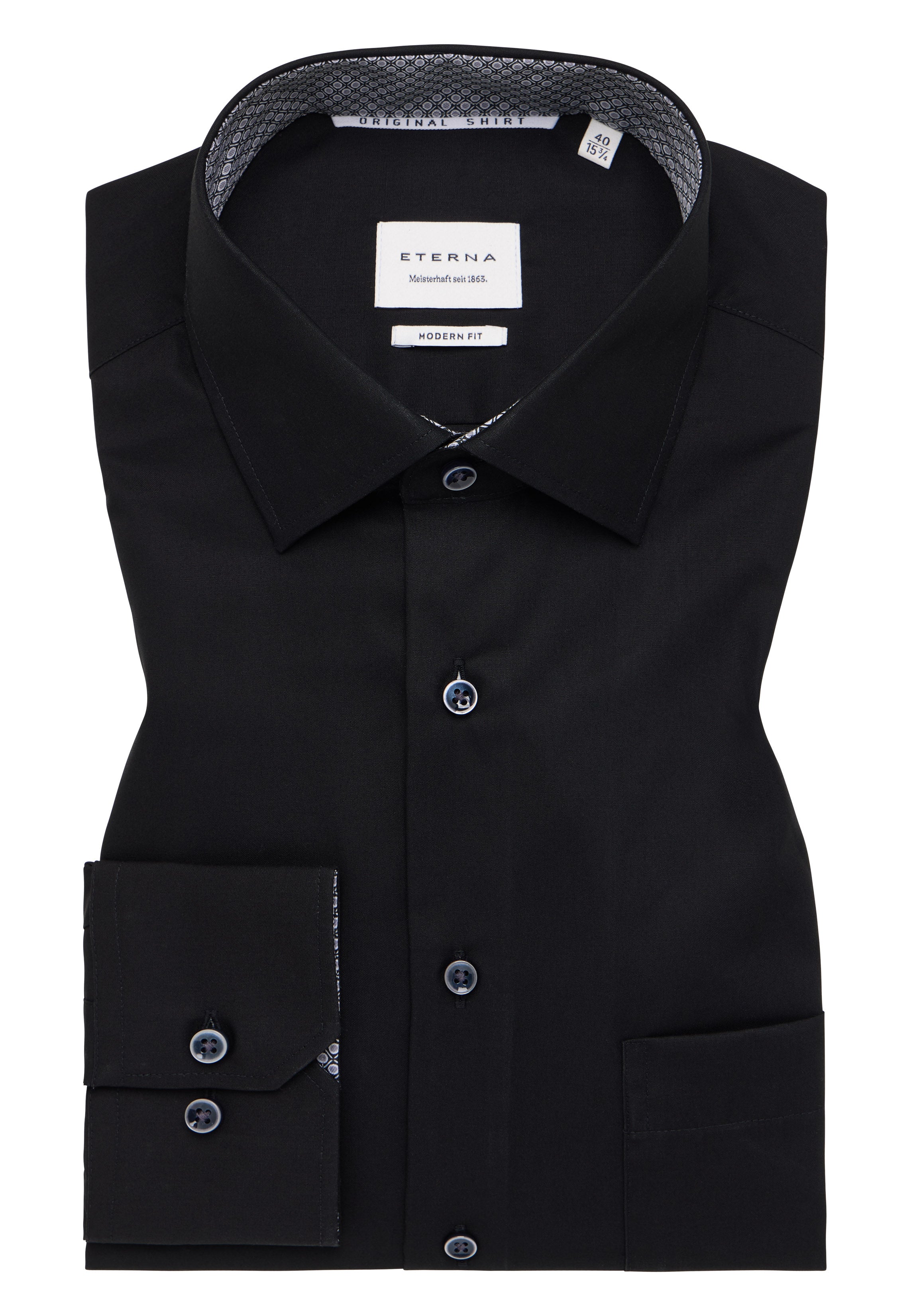 ETERNA MODERN FIT Langarm Hemd - Midnight Popline - 1305-39-X15K von Eterna