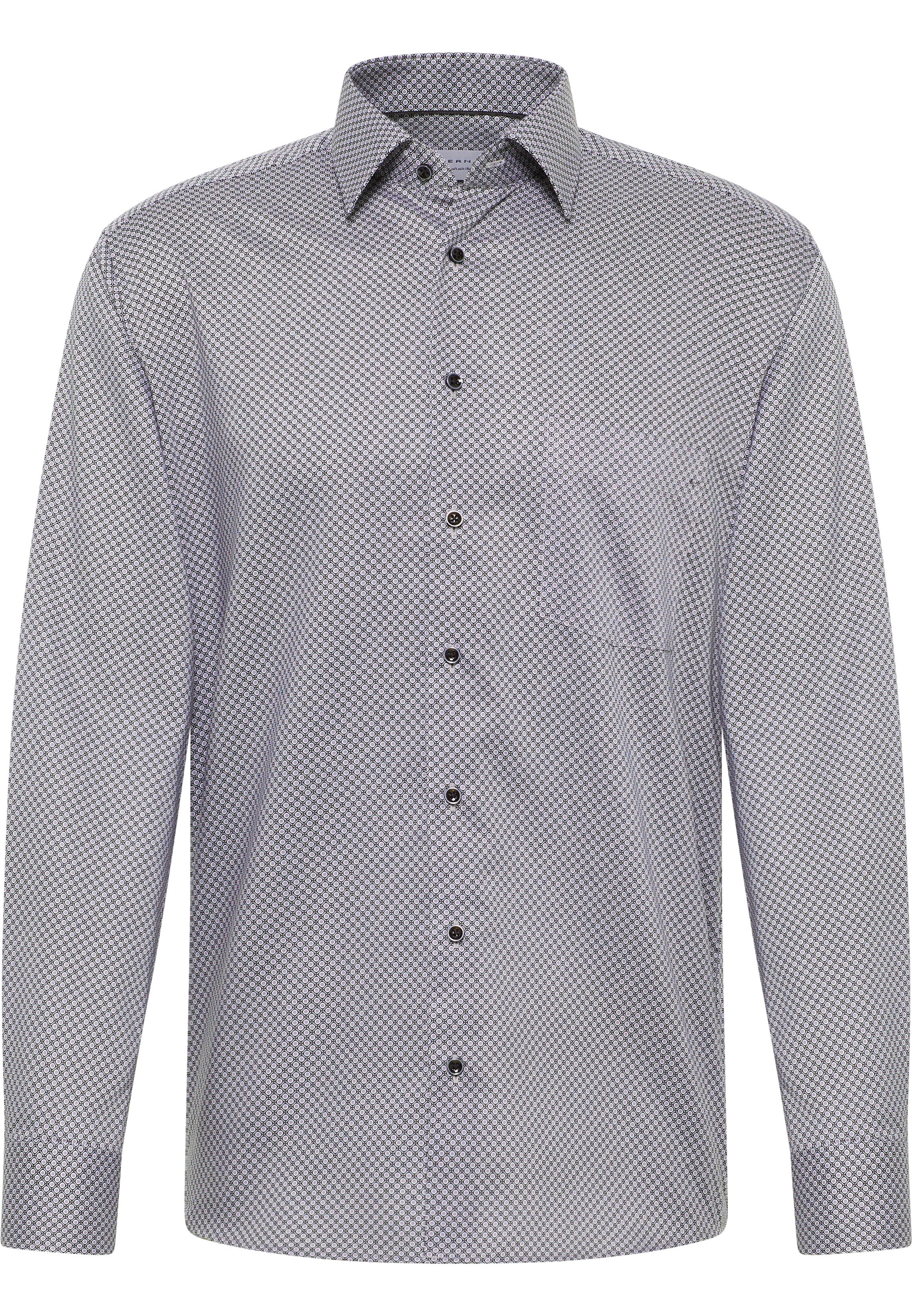 ETERNA MODERN FIT Langarm Hemd - Silver Grid Blue - 4220-35-X181