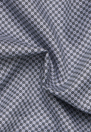 ETERNA MODERN FIT Langarm Hemd - Silver Grid Blue - 4220-35-X181