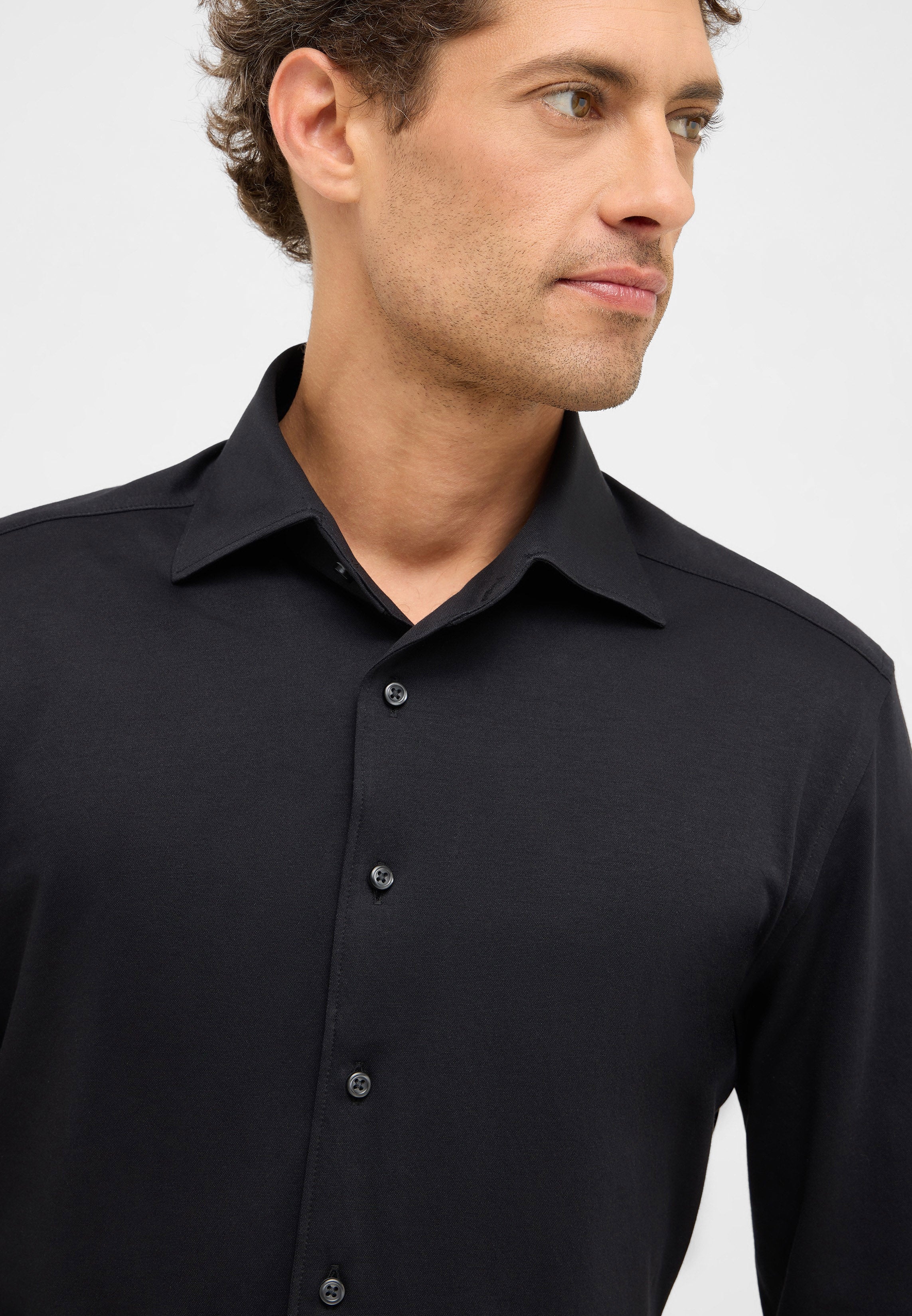 ETERNA 1863 Slim Fit Langarm Hemd - Midnight Jet Black - 2269-39-YSV1 von Eterna