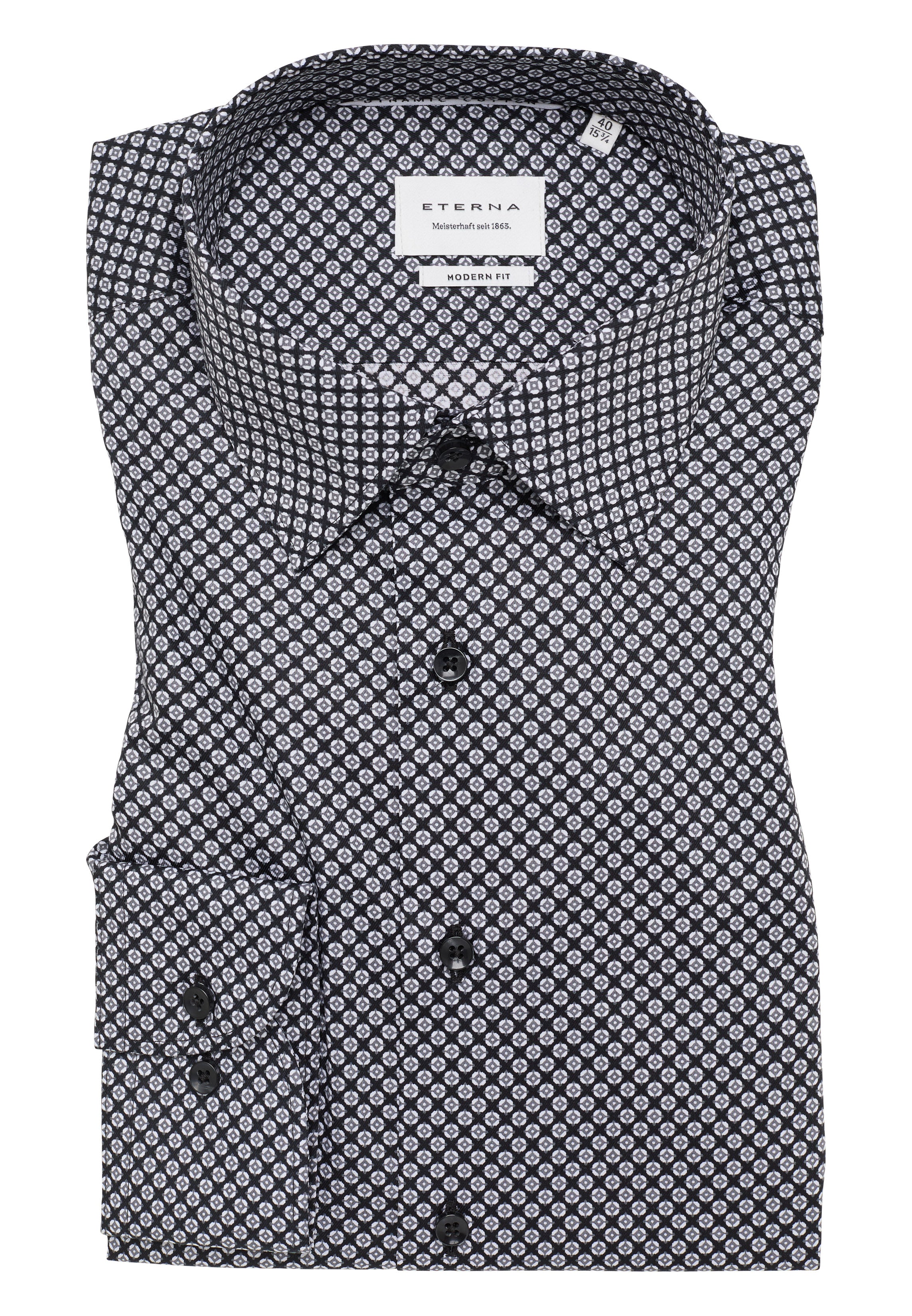 ETERNA MODERN FIT Langarm Hemd - Silver Dots Night - 1216-38-X171