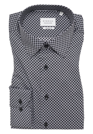 ETERNA MODERN FIT Langarm Hemd - Silver Dots Night - 1216-38-X171