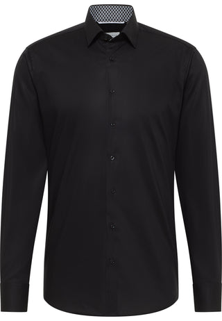 ETERNA SLIM FIT Natural Stretch Langarm Hemd - Obsidian Night Poplin - 1282-39-F141