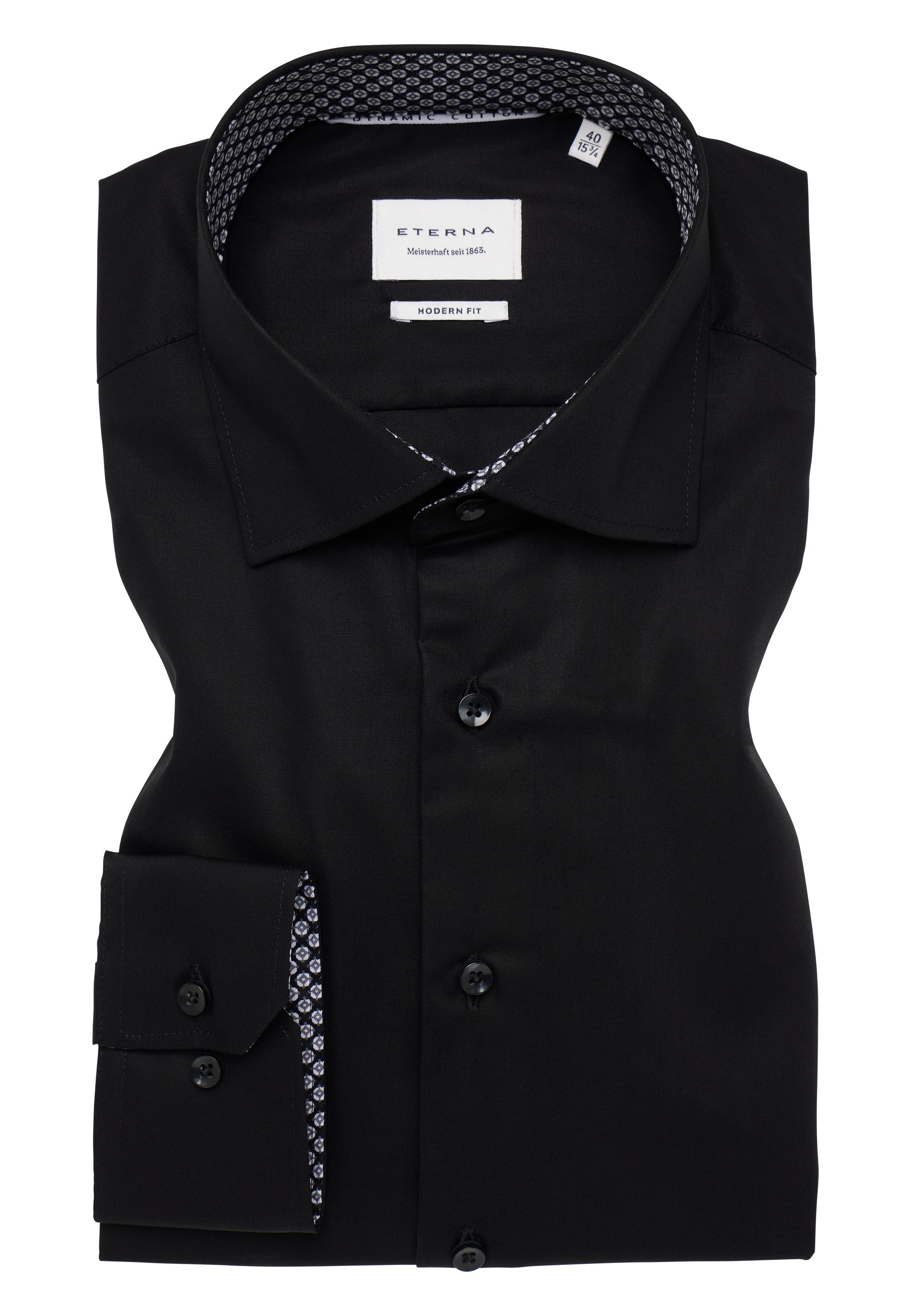 ETERNA MODERN FIT Natural Stretch Langarm Hemd - Midnight Noir - 1282-39-X14K