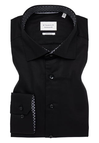 ETERNA MODERN FIT Natural Stretch Langarm Hemd - Midnight Noir - 1282-39-X14K