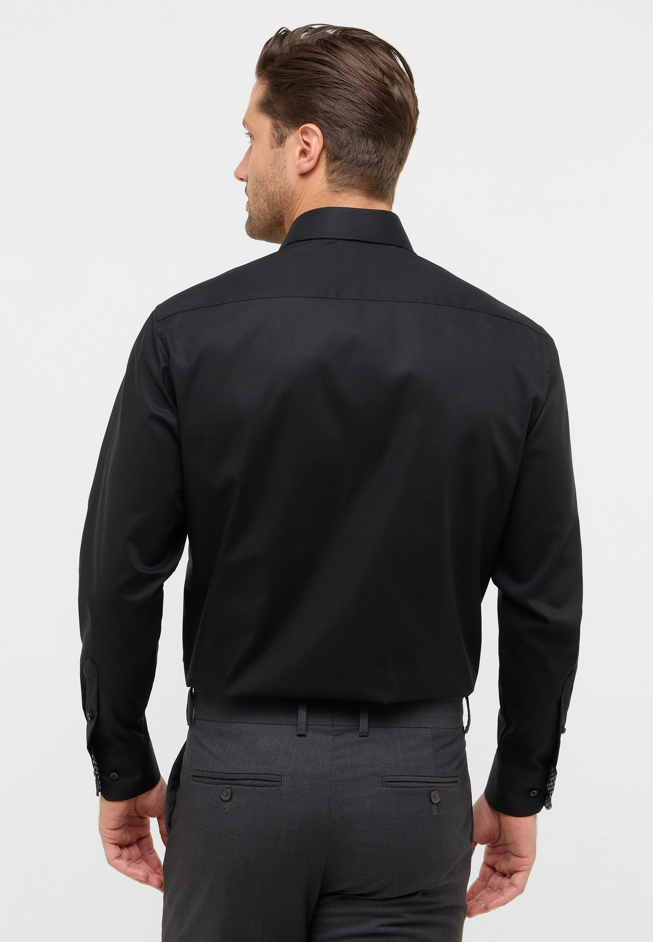ETERNA MODERN FIT Natural Stretch Langarm Hemd - Midnight Noir - 1282-39-X14K von Eterna