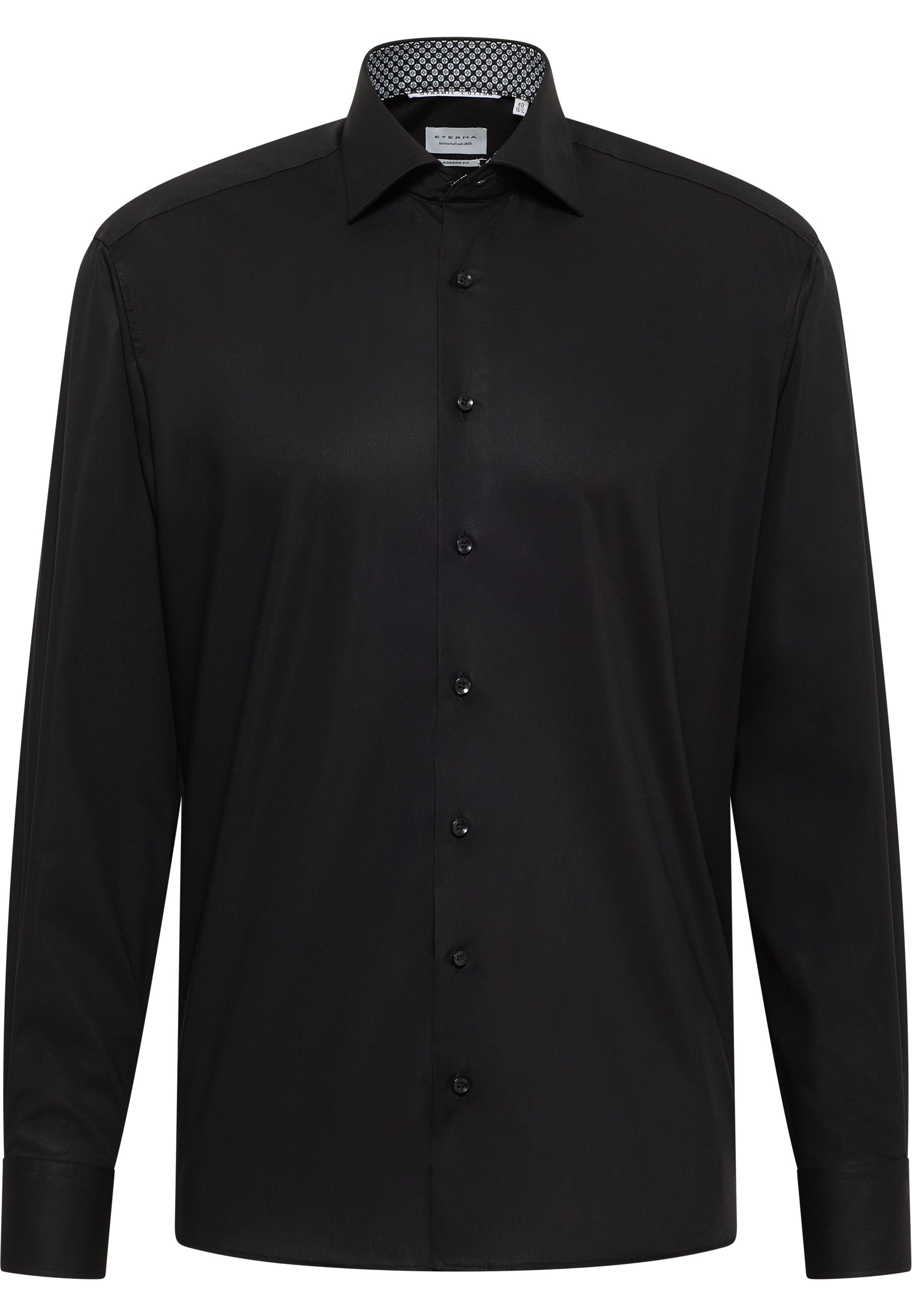 ETERNA MODERN FIT Natural Stretch Langarm Hemd - Midnight Noir - 1282-39-X14K