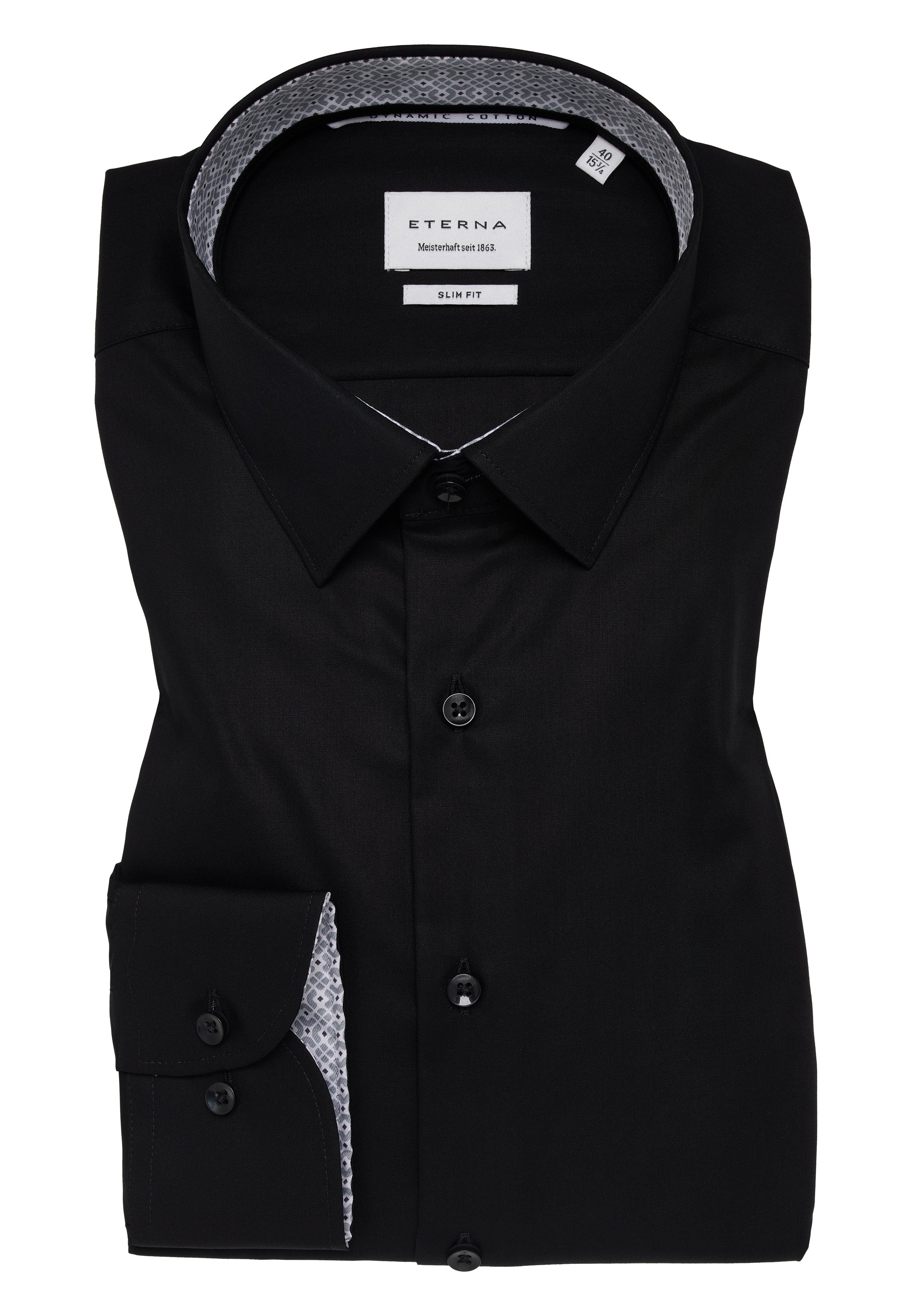 ETERNA SLIM FIT Langarm Hemd - Midnight Noir - 1383-39-F141