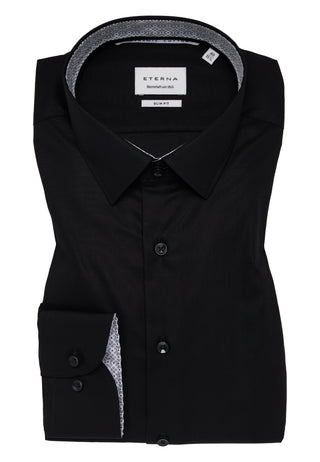 ETERNA SLIM FIT Langarm Hemd - Midnight Noir - 1383-39-F141