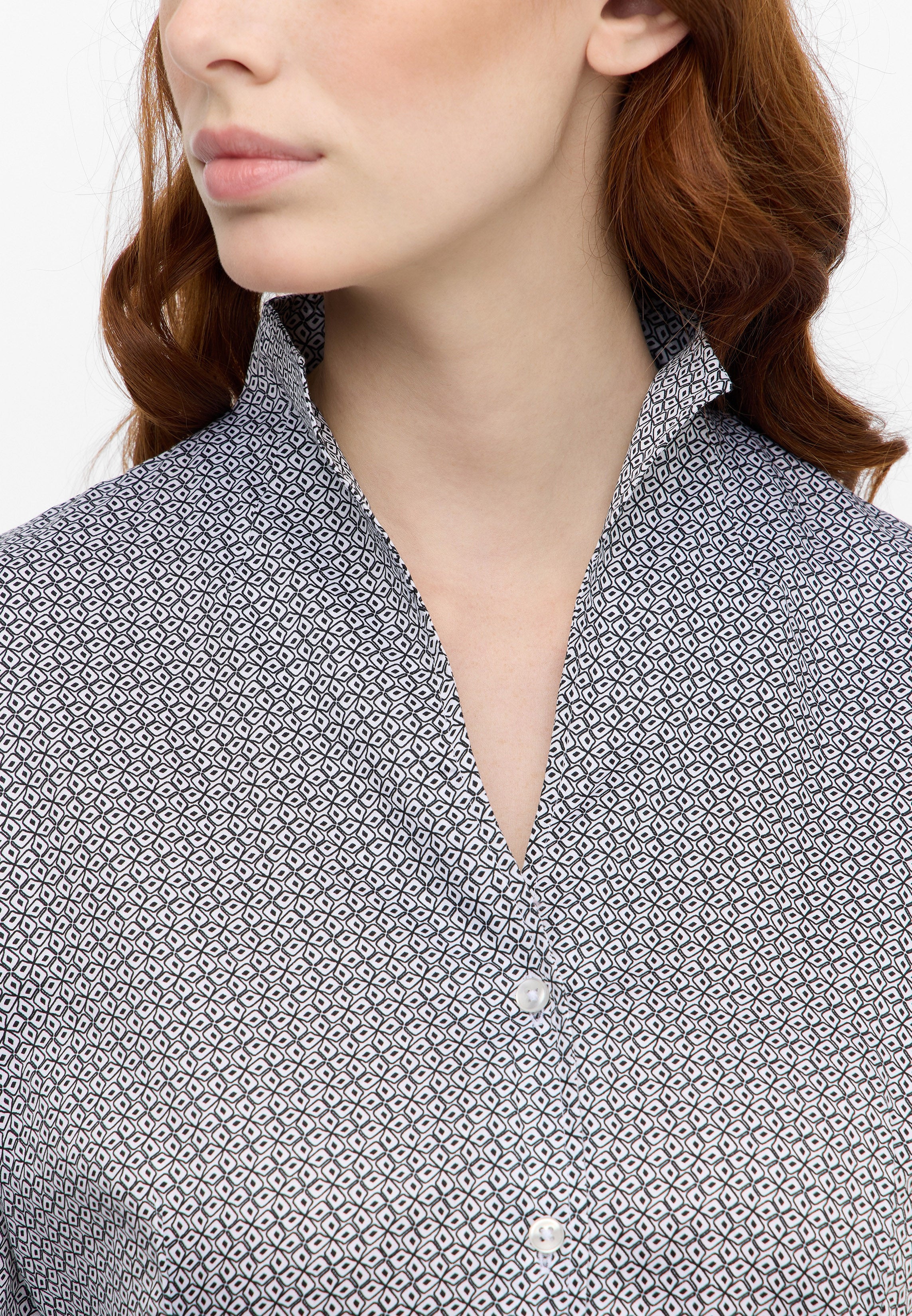 ETERNA REGULAR FIT Langarm Bluse - Starlit Check Grey - 7134-39-D266 von Eterna