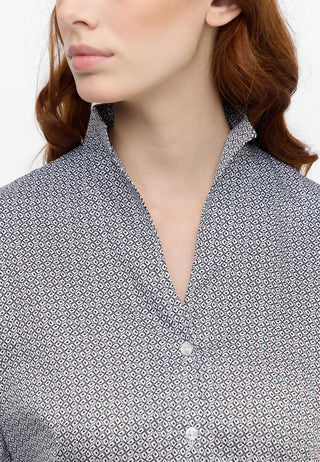 ETERNA REGULAR FIT Langarm Bluse - Starlit Check Grey - 7134-39-D266