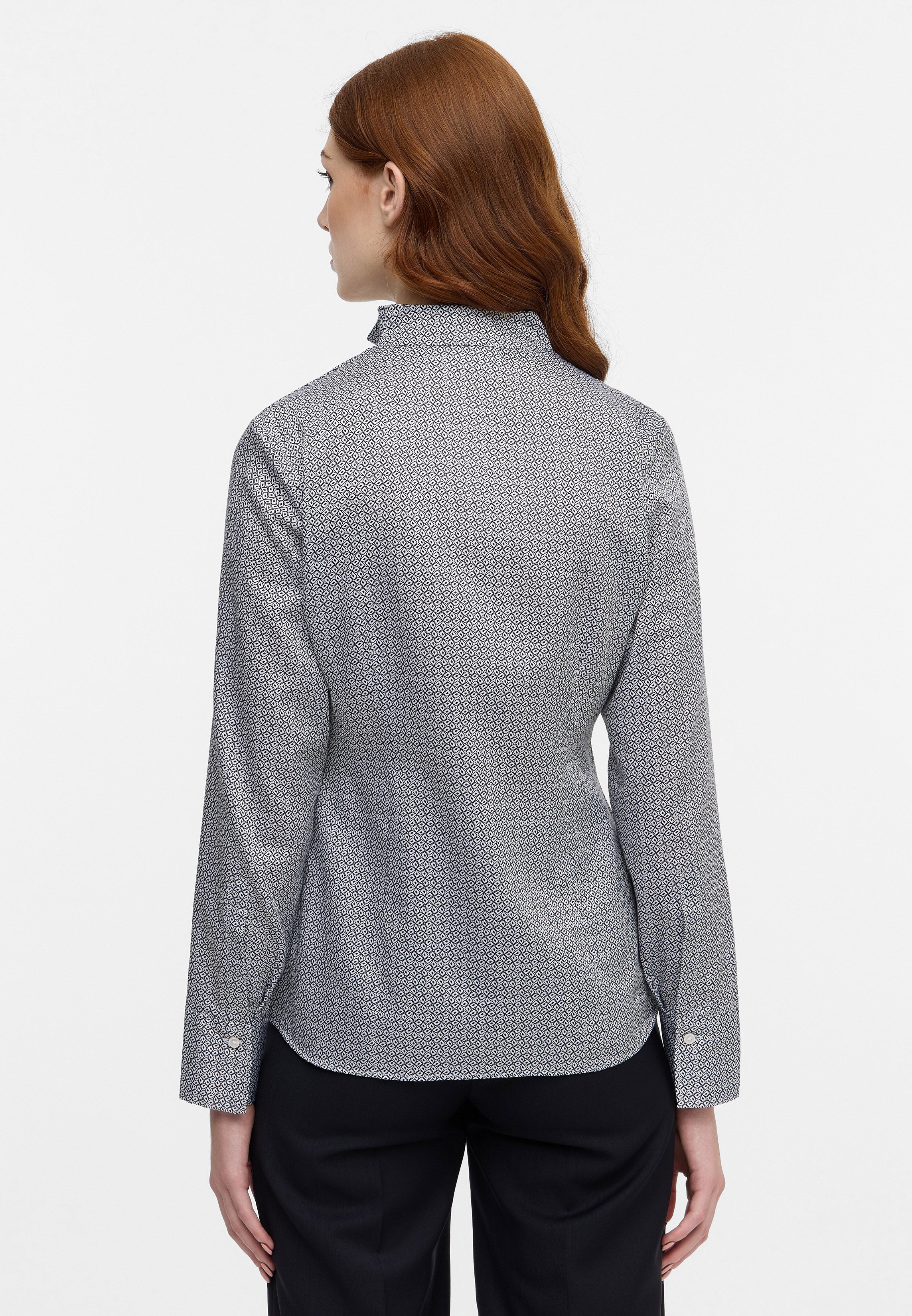 ETERNA REGULAR FIT Langarm Bluse - Starlit Check Grey - 7134-39-D266 von Eterna