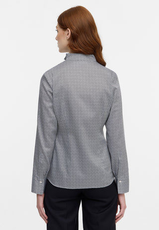 ETERNA REGULAR FIT Langarm Bluse - Starlit Check Grey - 7134-39-D266
