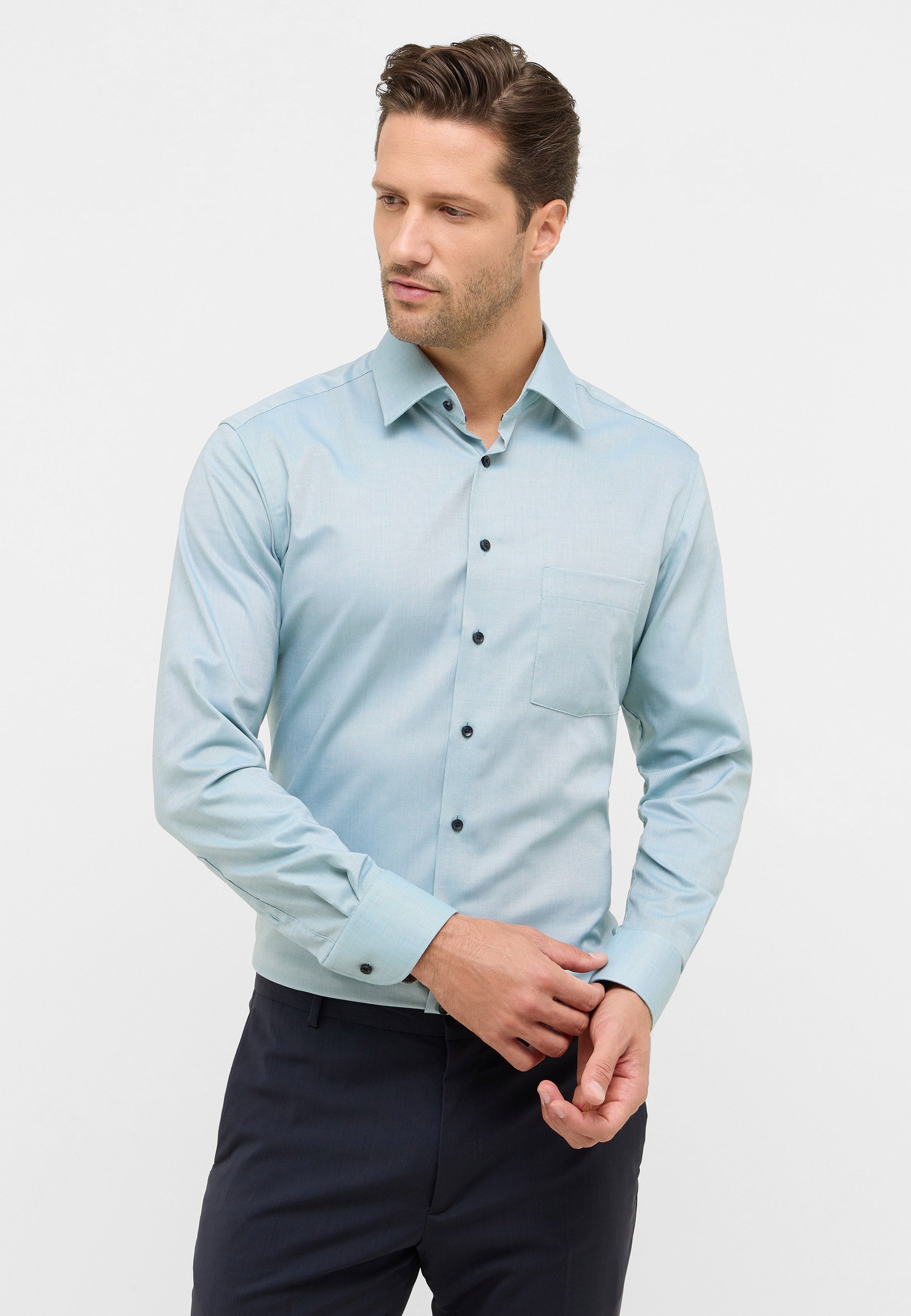 ETERNA MODERN FIT Langarm Hemd - Ocean Mist Blue - 8464-43-X181 von Eterna