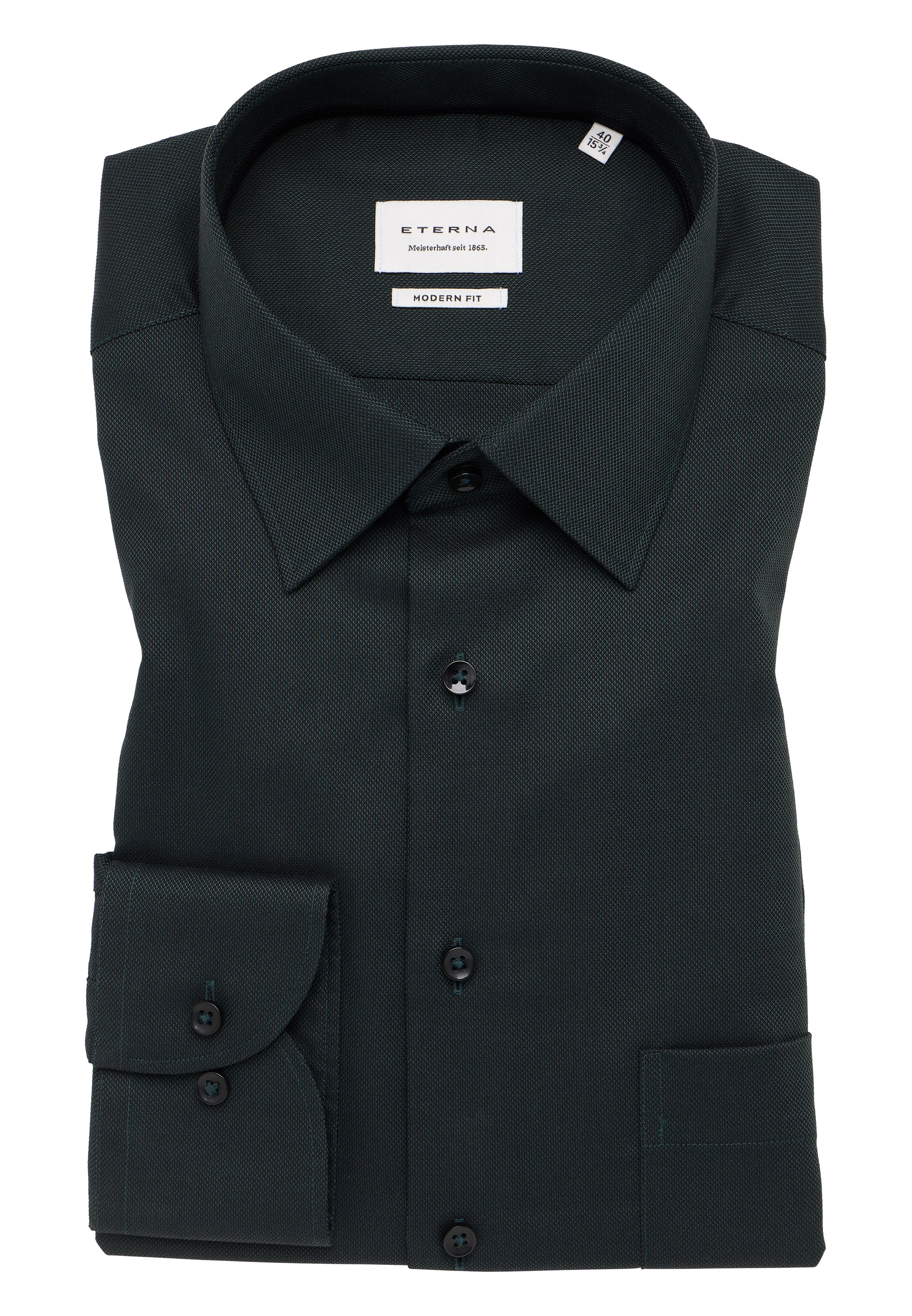ETERNA MODERN FIT Langarm Hemd - Deep Teal Texture - 8464-49-X181