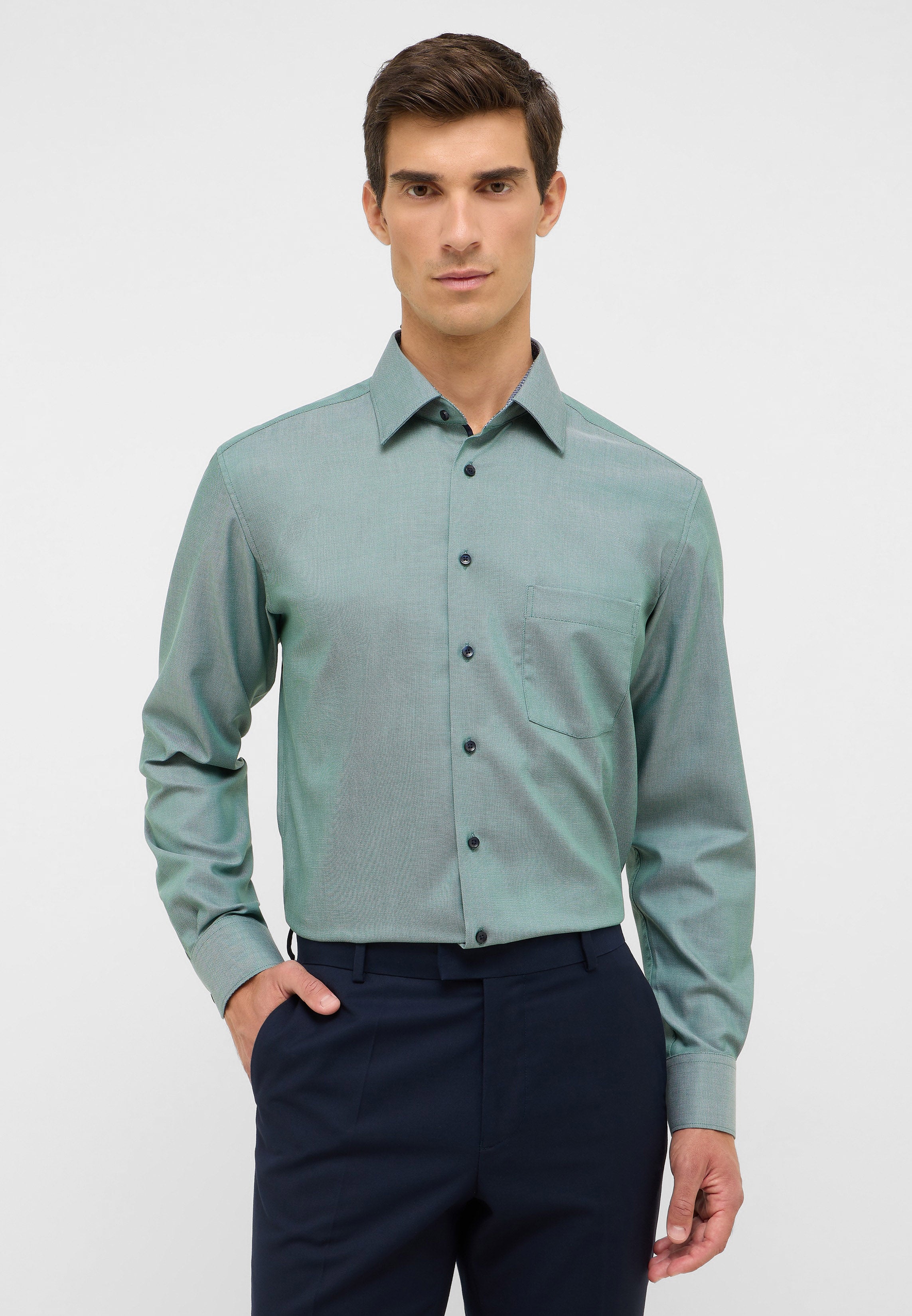 ETERNA MODERN FIT Langarm Hemd - Seafoam Weave - 1007-42-X141 von Eterna