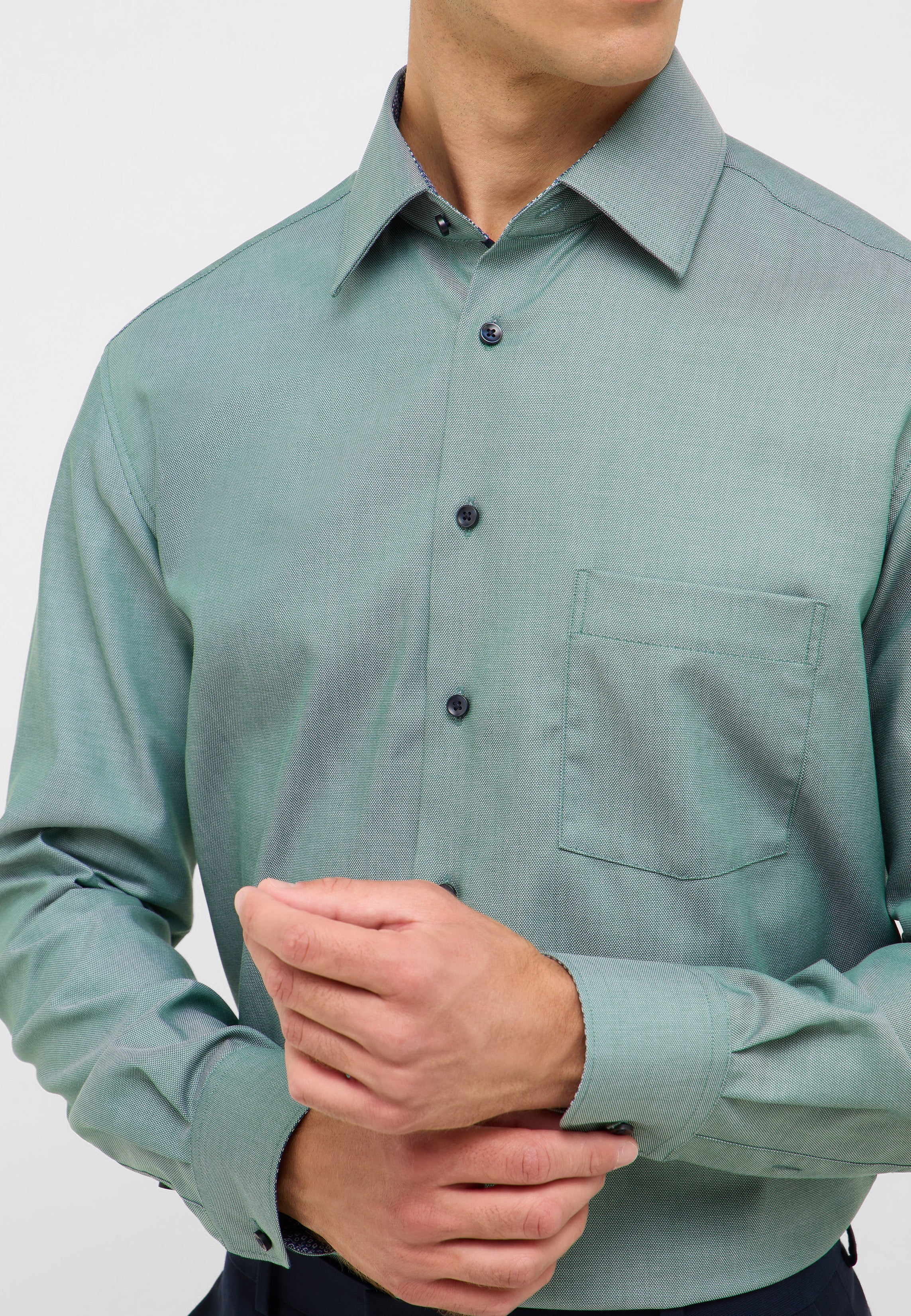 ETERNA MODERN FIT Langarm Hemd - Seafoam Weave - 1007-42-X141 von Eterna