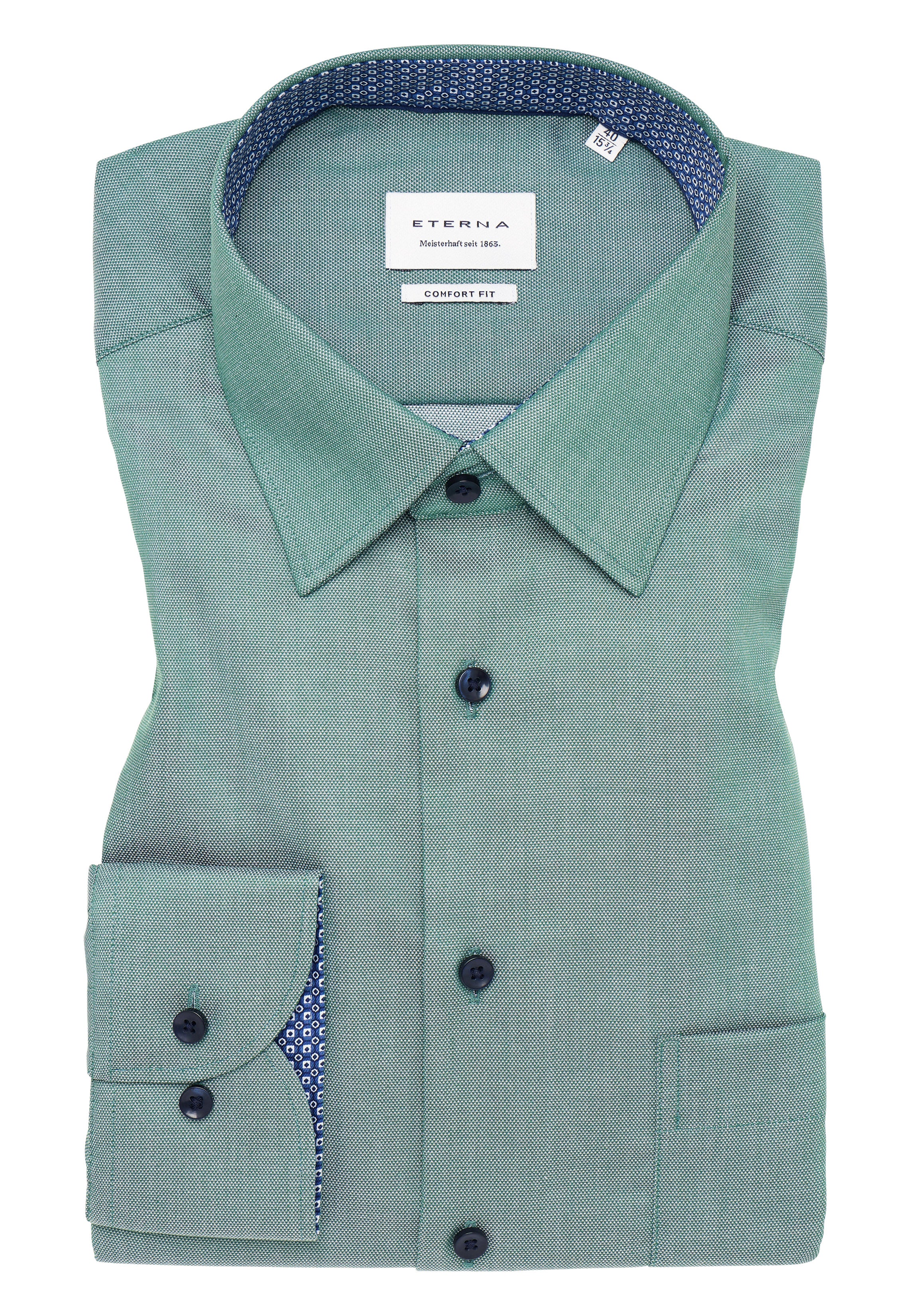 ETERNA COMFORT FIT Langarm Hemd - Seafoam Tweed Green - 1007-42-E141