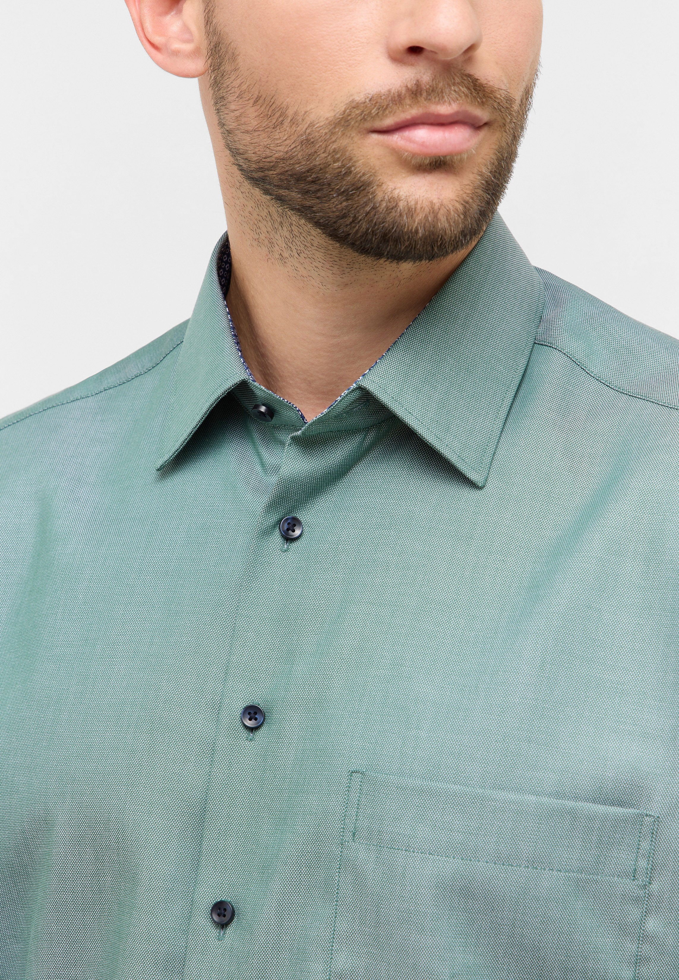 ETERNA COMFORT FIT Langarm Hemd - Seafoam Tweed Green - 1007-42-E141 von Eterna