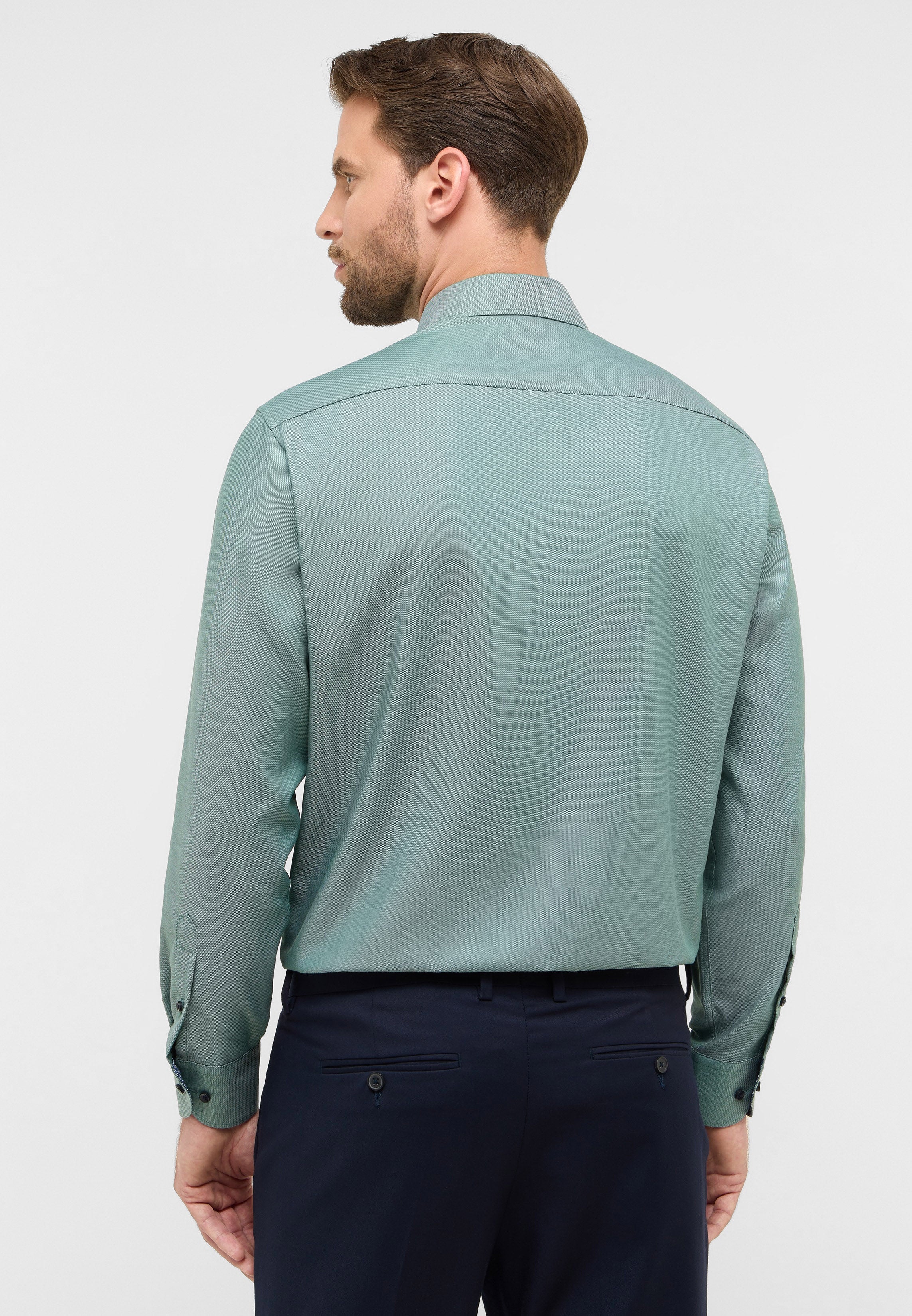 ETERNA COMFORT FIT Langarm Hemd - Seafoam Tweed Green - 1007-42-E141 von Eterna