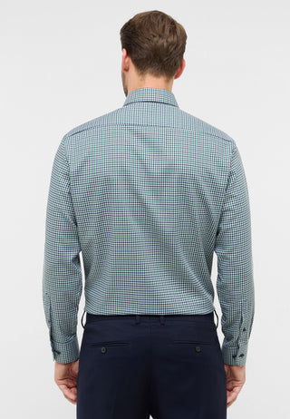 ETERNA COMFORT FIT Langarm Hemd - Evergreen Grid Blue - 1012-45-E114