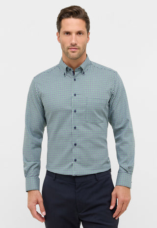 ETERNA MODERN FIT Langarm Hemd - Verdant Gingham Blue - 1012-45-X114