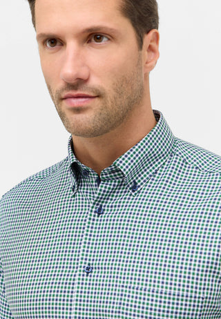 ETERNA MODERN FIT Langarm Hemd - Verdant Gingham Blue - 1012-45-X114