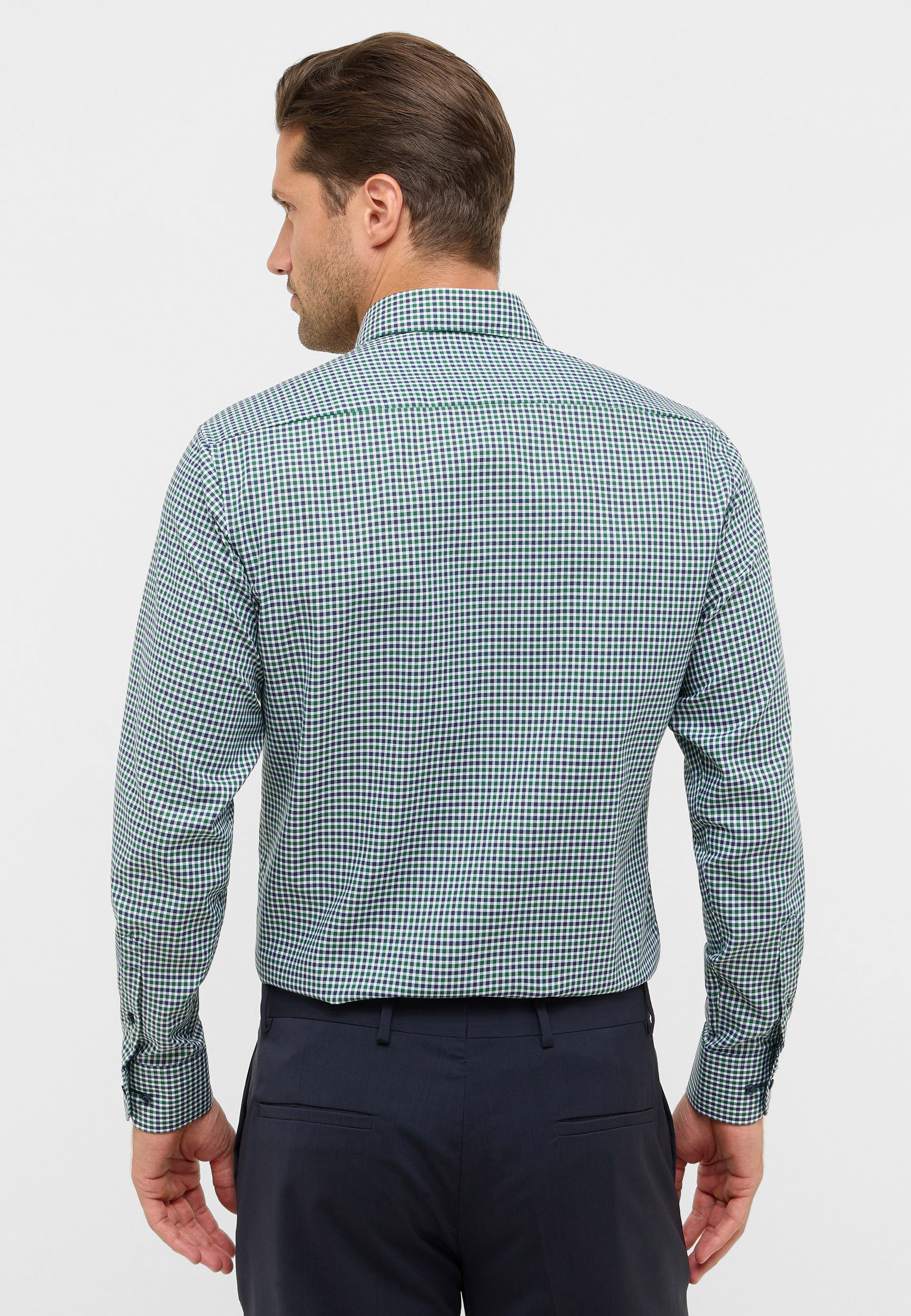 ETERNA MODERN FIT Langarm Hemd - Verdant Gingham Blue - 1012-45-X114 von Eterna