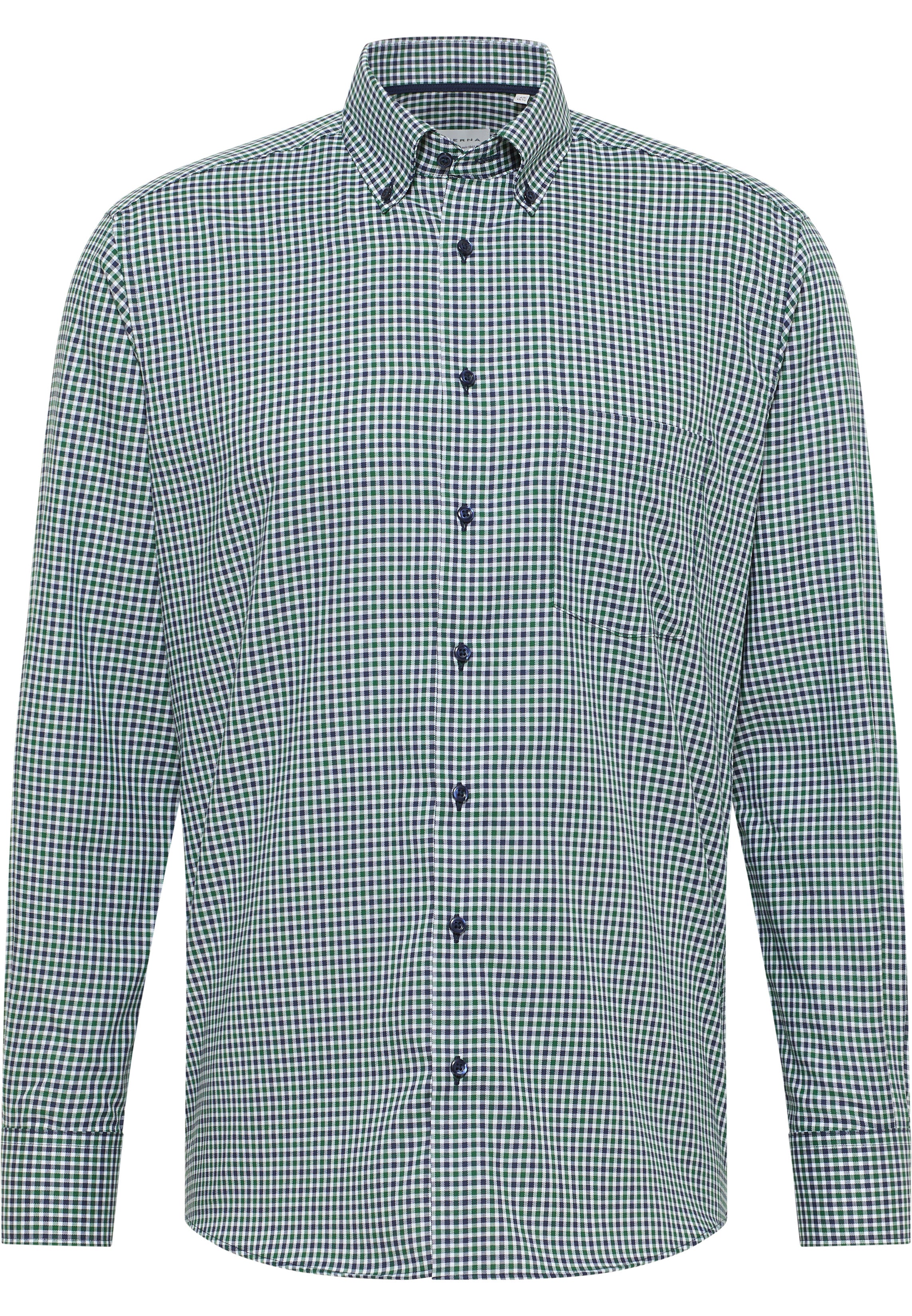 ETERNA MODERN FIT Langarm Hemd - Verdant Gingham Blue - 1012-45-X114