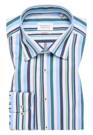 ETERNA MODERN FIT Langarm Hemd - Coastal Mint Stripe - 1245-46-X11U