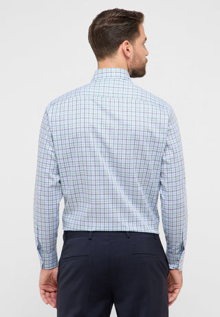 ETERNA COMFORT FIT Langarm Hemd - Seafoam Plaid Blue - 1278-40-E114