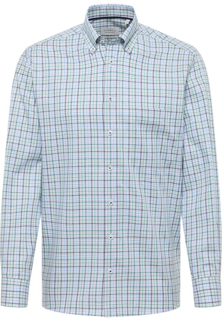 ETERNA COMFORT FIT Langarm Hemd - Seafoam Plaid Blue - 1278-40-E114