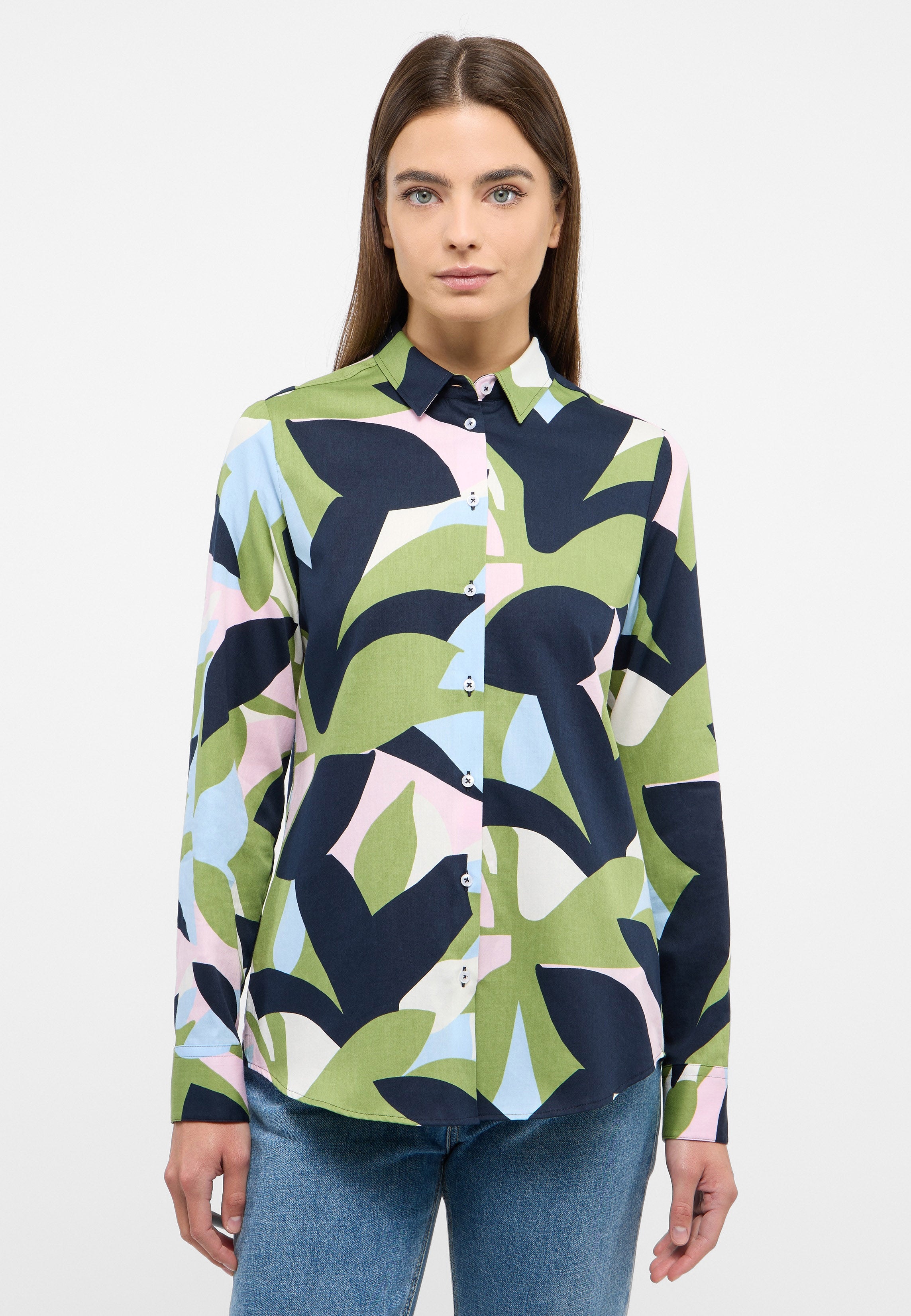 ETERNA REGULAR FIT Bluse - Ocean Leaf Garden - 7037-40-D935 von Eterna