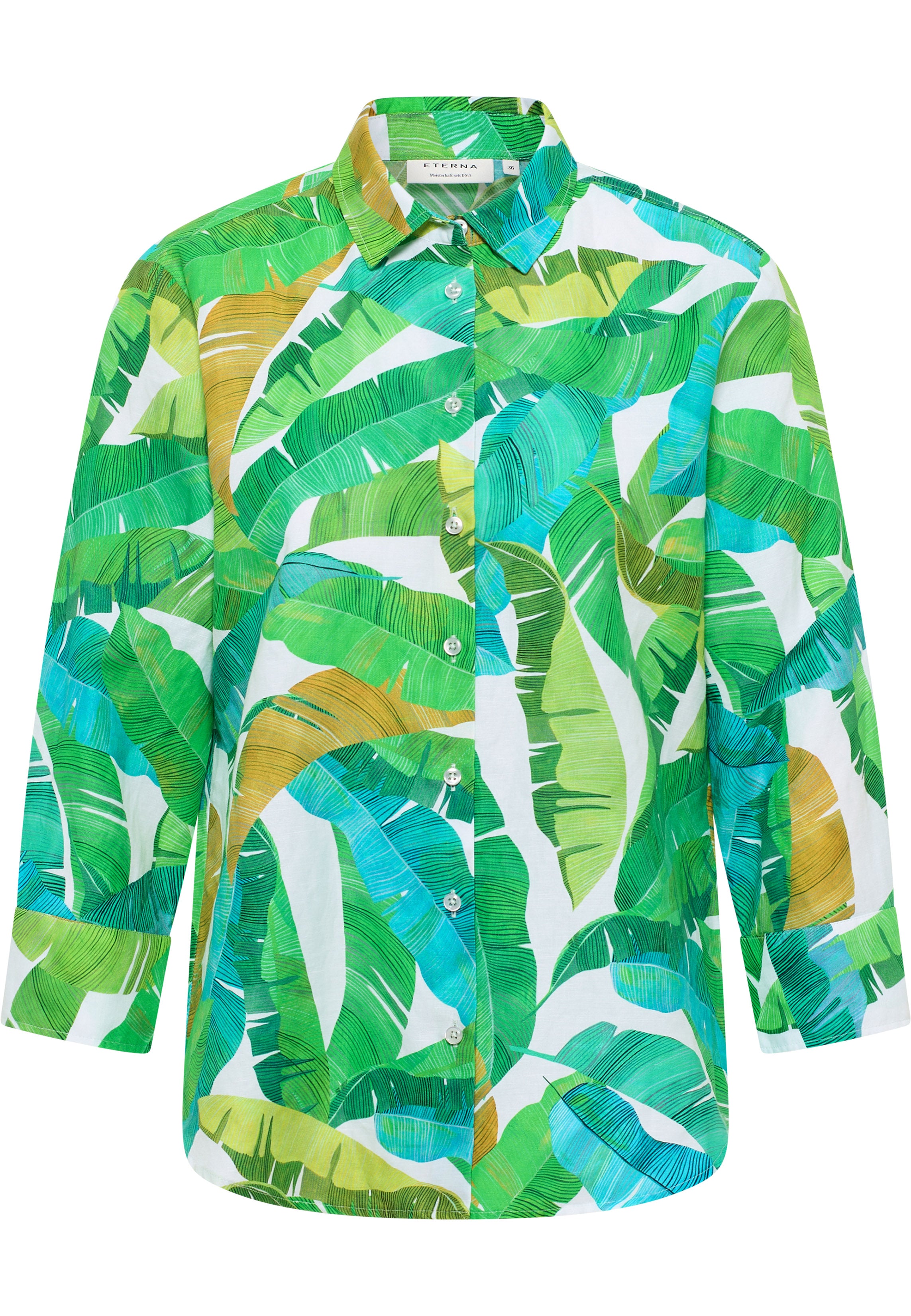 ETERNA REGULAR FIT Bluse - Emerald Palm Splash - 7180-40-R352