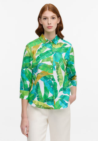 ETERNA REGULAR FIT Bluse - Emerald Palm Splash - 7180-40-R352