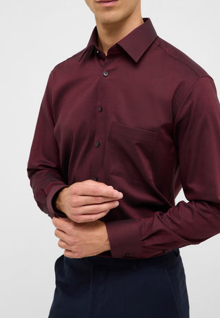 ETERNA MODERN FIT Langarm Hemd - Burgundy Textured - 8464-97-X181