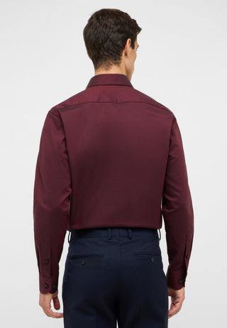 ETERNA MODERN FIT Langarm Hemd - Burgundy Textured - 8464-97-X181