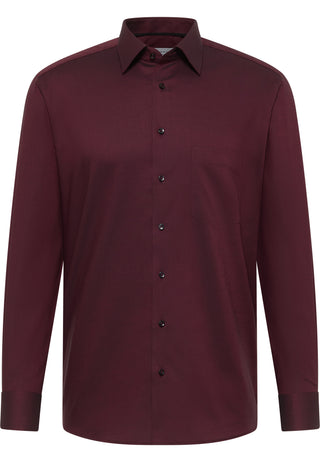 ETERNA MODERN FIT Langarm Hemd - Burgundy Textured - 8464-97-X181