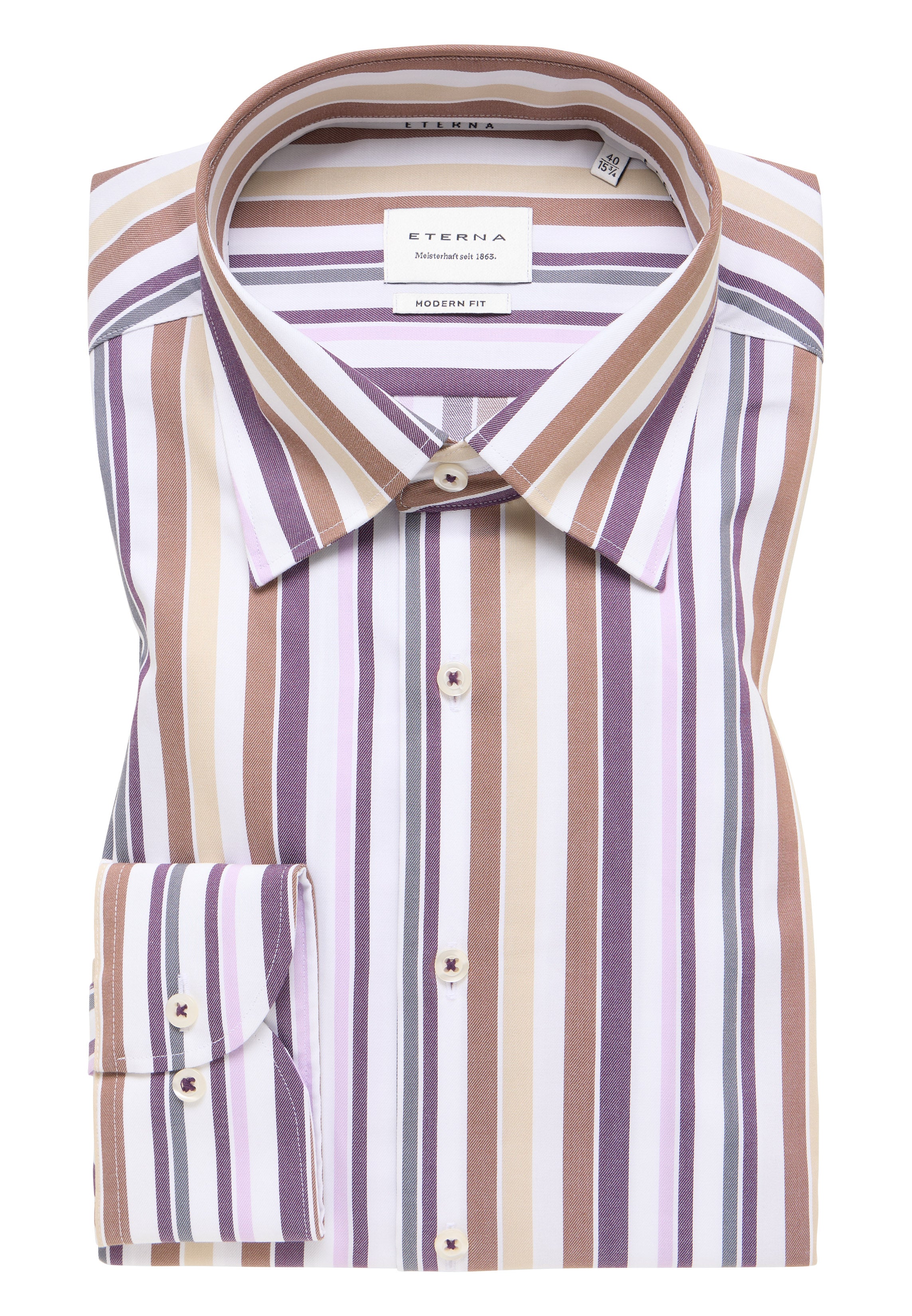 ETERNA MODERN FIT Langarm Hemd - Lavender Atlas Stripe - 1245-96-X11U