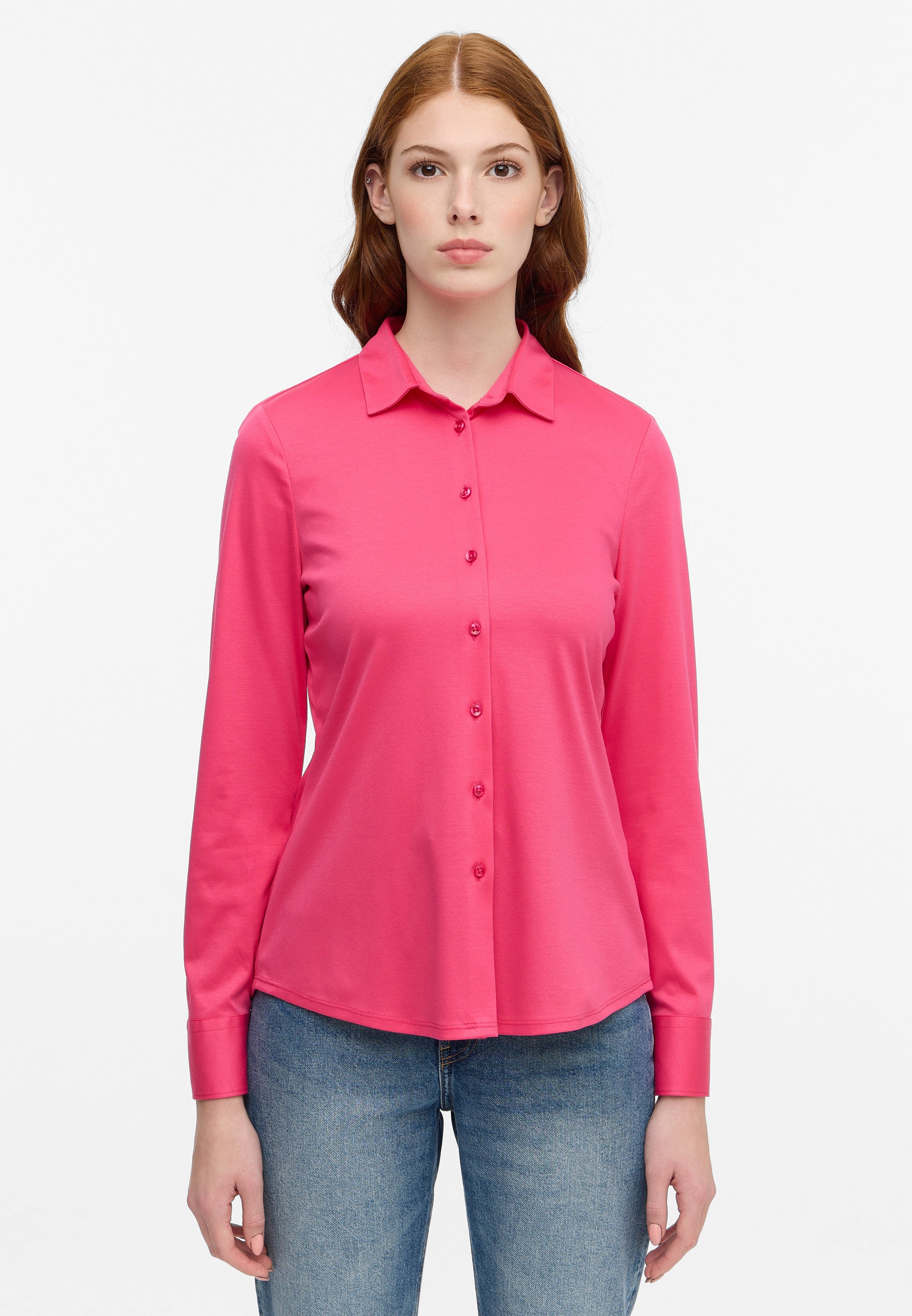 ETERNA FITTED Langarm Bluse - Candy Rose Pink - 5158-52-DF05