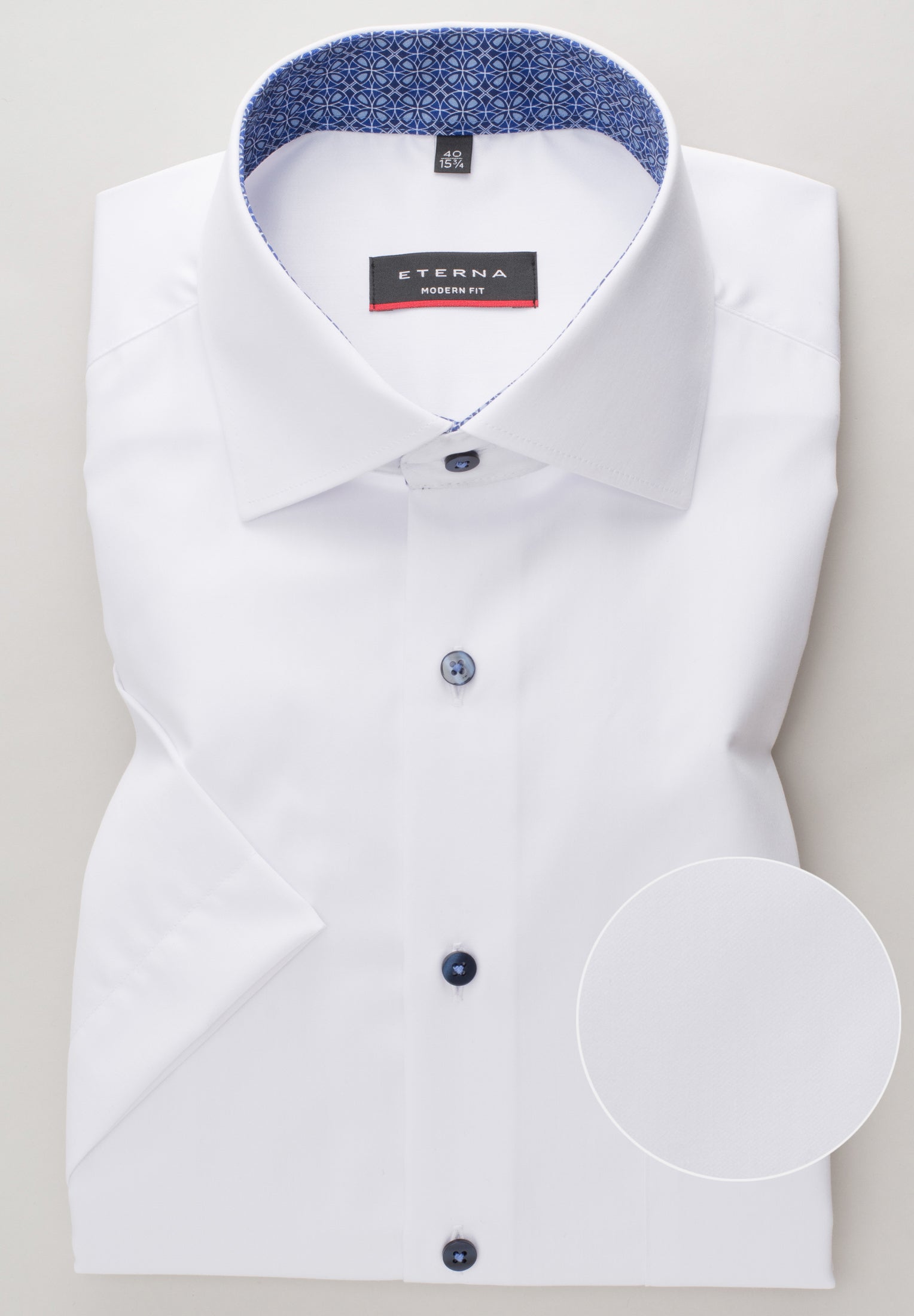 ETERNA MODERN FIT Kurzarm Hemd - Arctic White Navy - 3921-00-C15K von Eterna