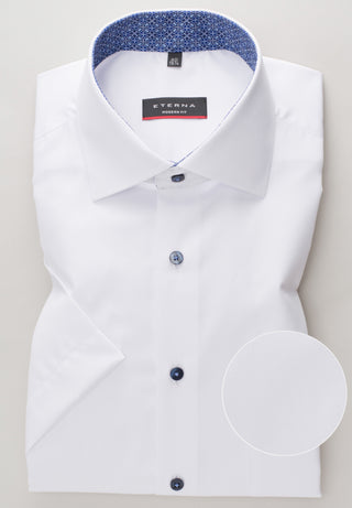 ETERNA MODERN FIT Kurzarm Hemd - Arctic White Navy - 3921-00-C15K