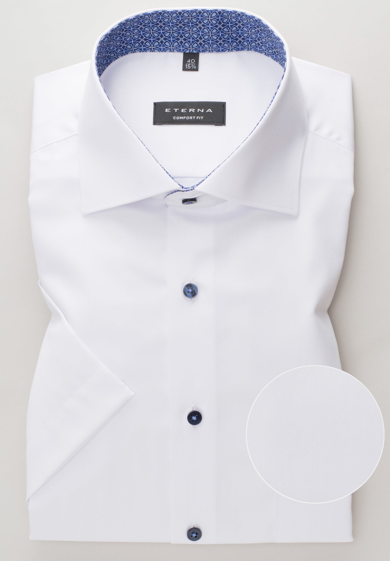ETERNA COMFORT FIT Kurzarm Hemd - Cloud White Navy - 3921-00-K15K