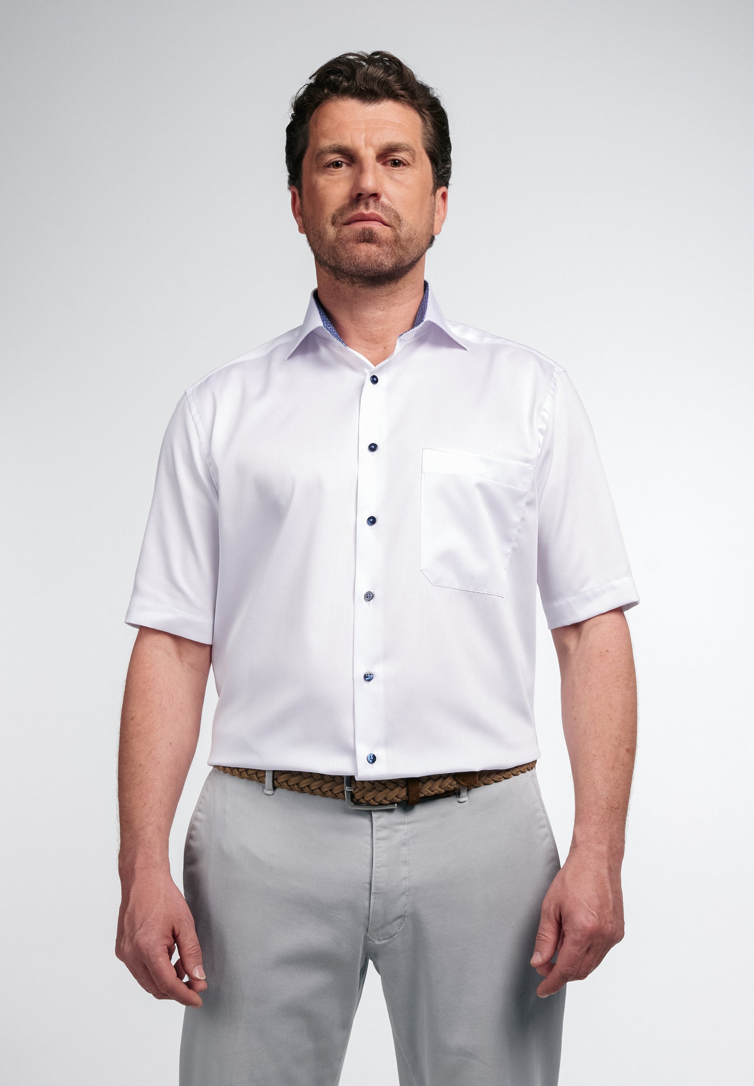 ETERNA COMFORT FIT Kurzarm Hemd - Cloud White Navy - 3921-00-K15K von Eterna